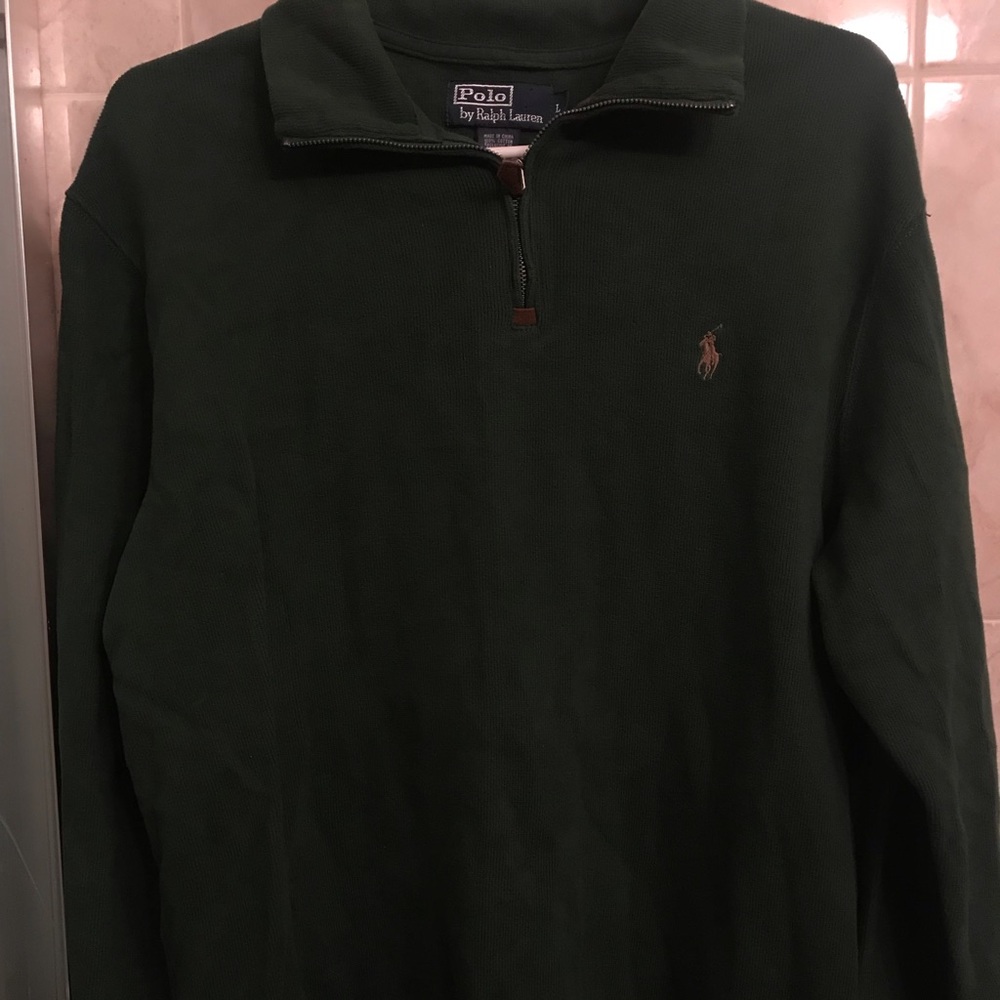 Quarter-Zip Green Polo Sweater